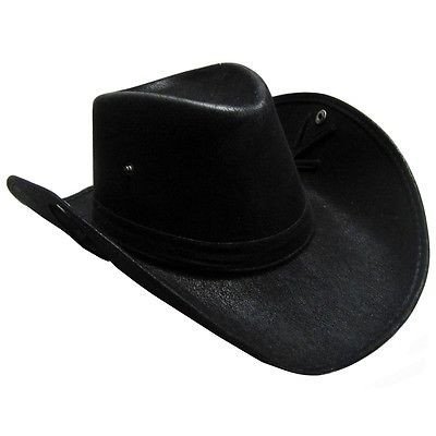 Black Faux Leather Cowboy Hat with Snaps – Starcostumes