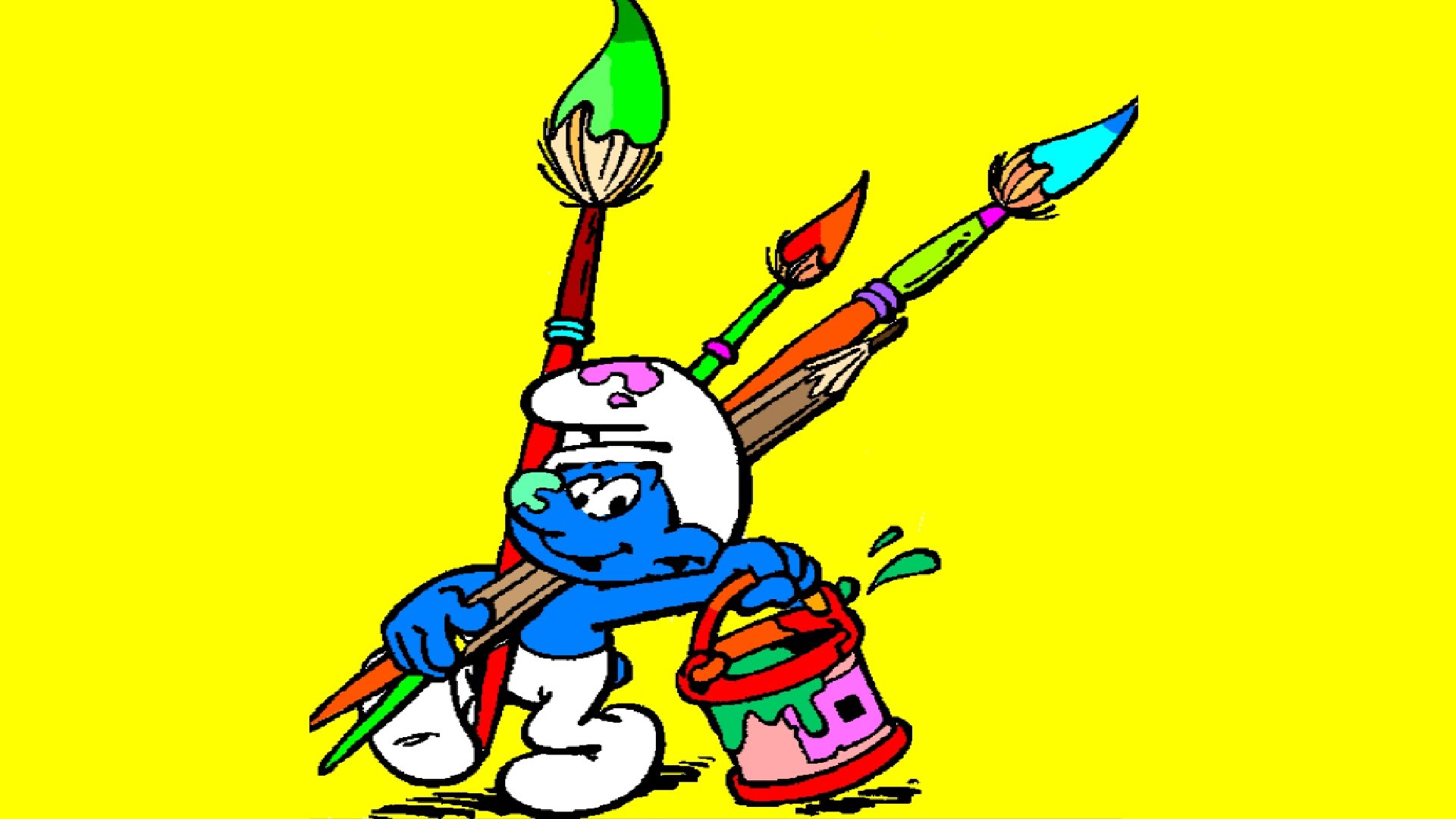 Smurf With Paint Brushes - Coloring Pages - Cartoon Coloring Book ...