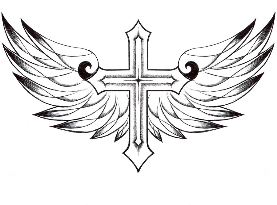 Cross with Wings Wallpaper