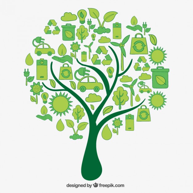 Tree made of eco icons Vector | Premium Download