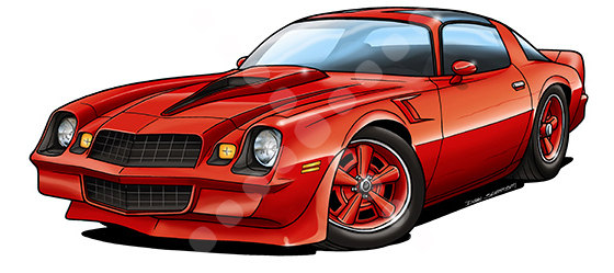 1979 Camaro Coupe Cartoon T-shirt 0521GA muscle by CARTOONTEES