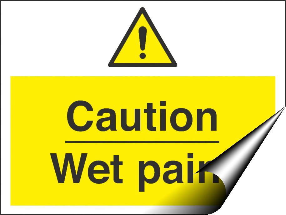 Caution Wet Paint Sign - 600 x 450Hmm - Self Adhesive Vinyl [