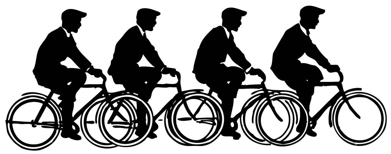 Vector Images - Vintage Men on Bicycles - Silhouette - The ...