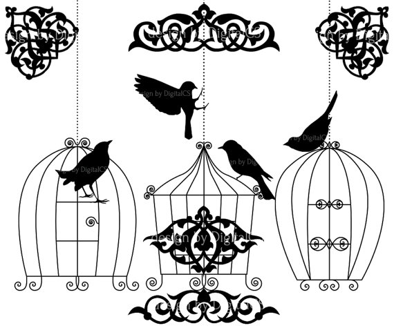 clip art bird cage