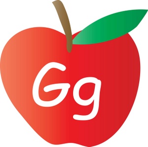 Alphabet Clipart Image - An Apple With The Letter G Written On It
