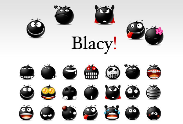 Blacy! Emoticons icons | Free Icons Download | 123FreeIcons