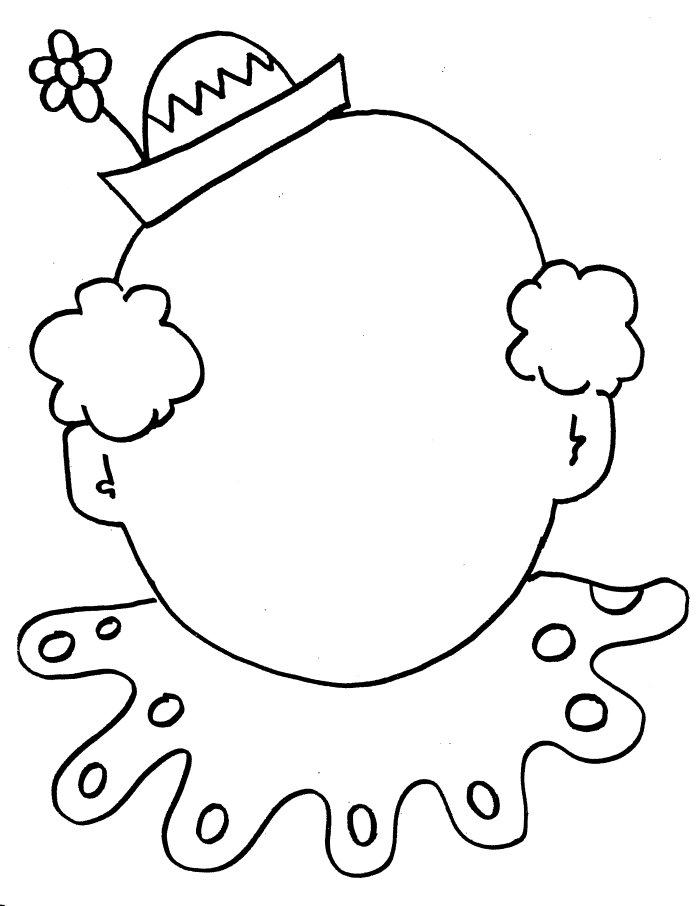 Coloring Page Outline Of A Clown Face With Star Makeup A Bow Tie ...