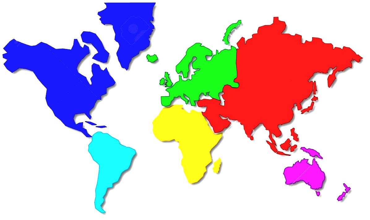 World Map Outline Continents Cartoon Style Showing The Stock Photo ...