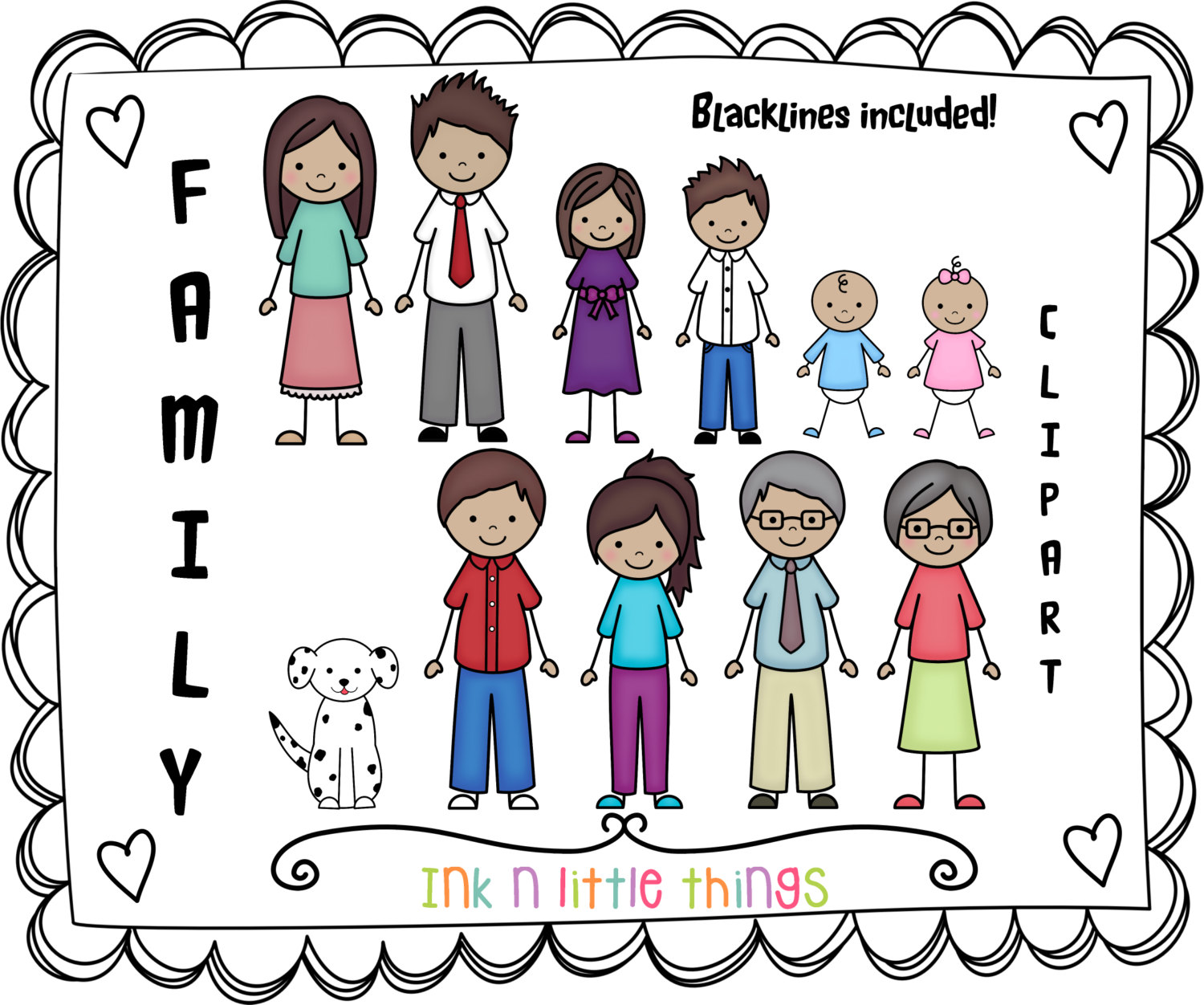 Kids Clipart My Family Clip Art Set 1 by InknLittleThings