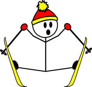 Skier Cartoon Clipart Image - Out-of-control stick figure skier ...