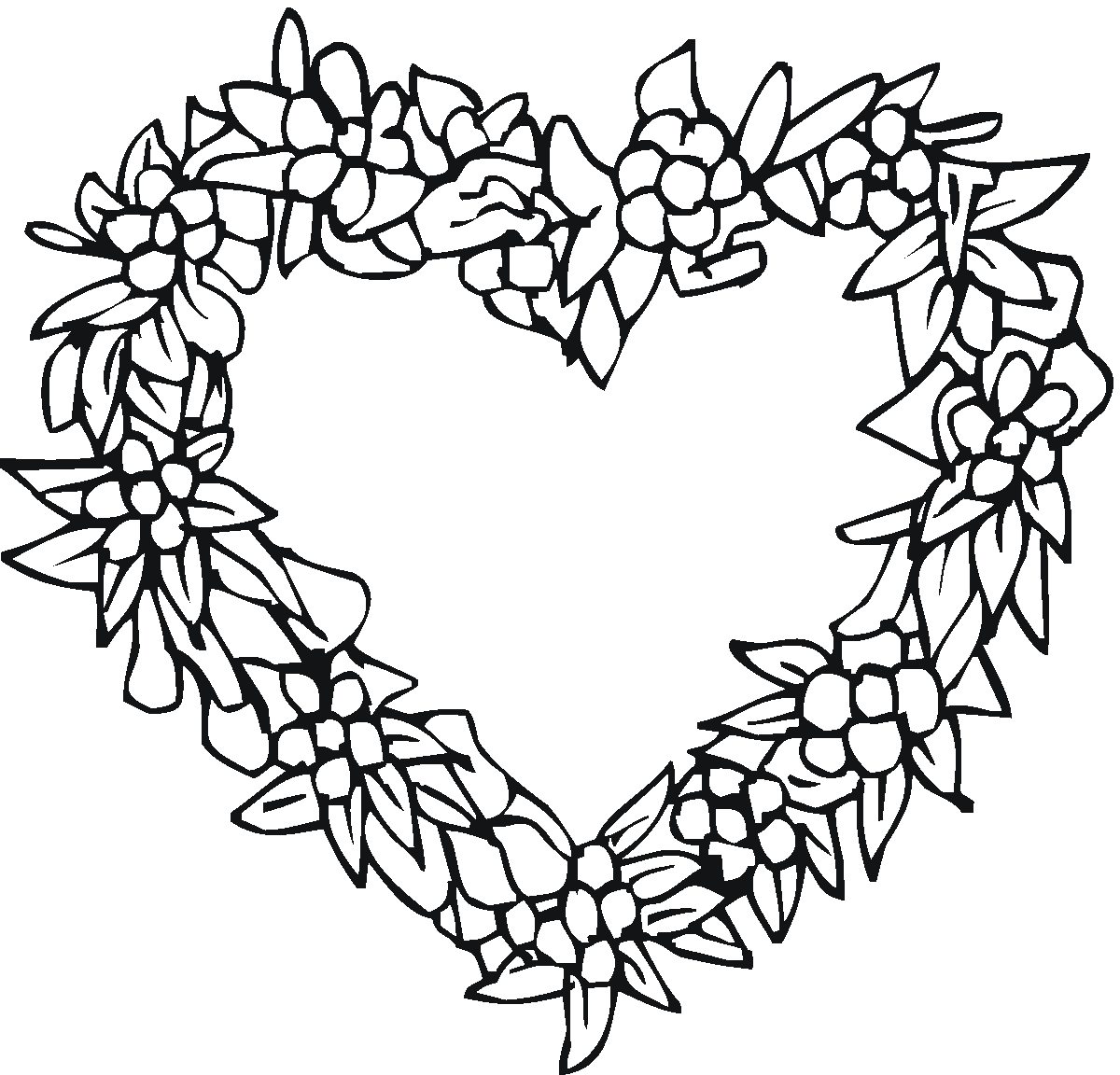 Printable Coloring Pages Hearts And Flowers