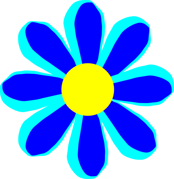 Flower Cartoon Blue clip art - vector clip art online, royalty ...