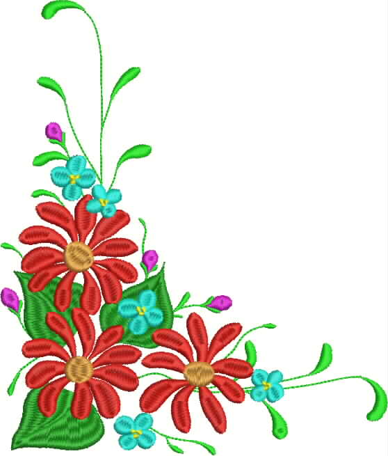 Embroidery design of Large Floral Border Corner, 170mm x 142mm ...