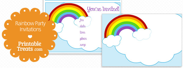 Printable Rainbow Party Invitations — Printable Treats.com