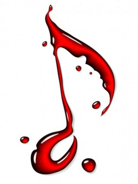 Liquid musical note with crystal texture. Red. | Download free Vector