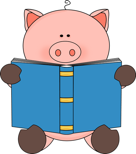 Pig Reading a Book Clip Art - Pig Reading a Book Image