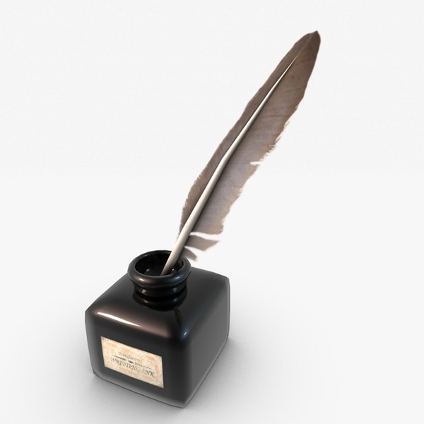3d model quill pen ink bottle - ClipArt Best - ClipArt Best