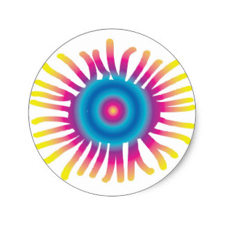 Psychedelic Sun Stickers | Zazzle