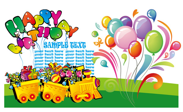 Happy birthday theme vector of material | free vectors | UI Download