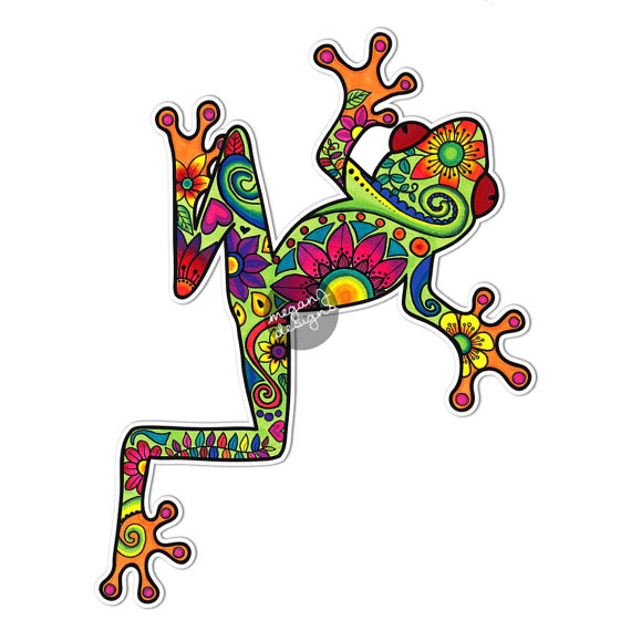 Tree Frog Car Decal Colorful Design Bumper by MeganJDesigns