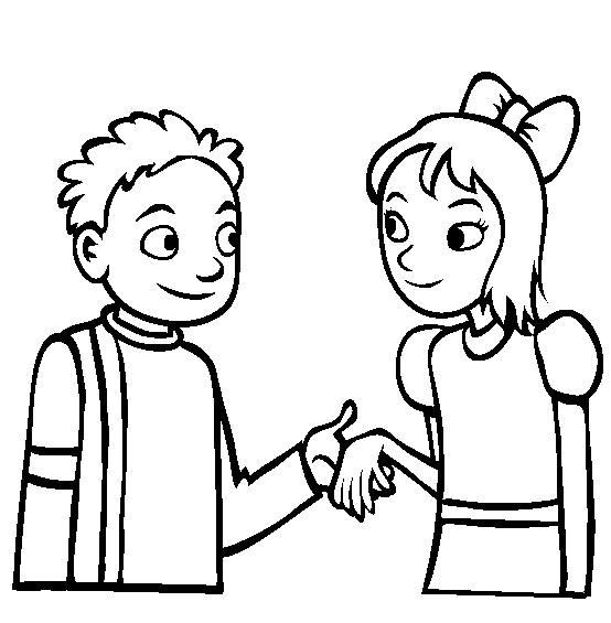 Teen boy and girl holding hands clipart