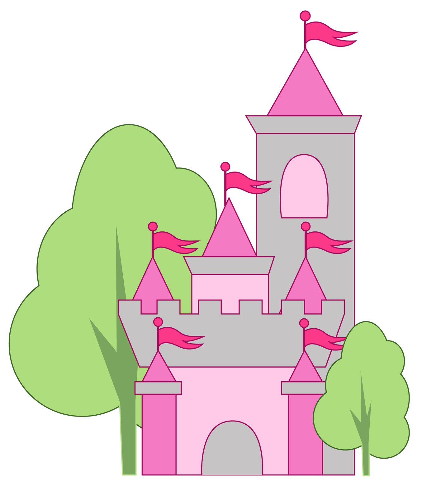 Free pink princess castle clip art