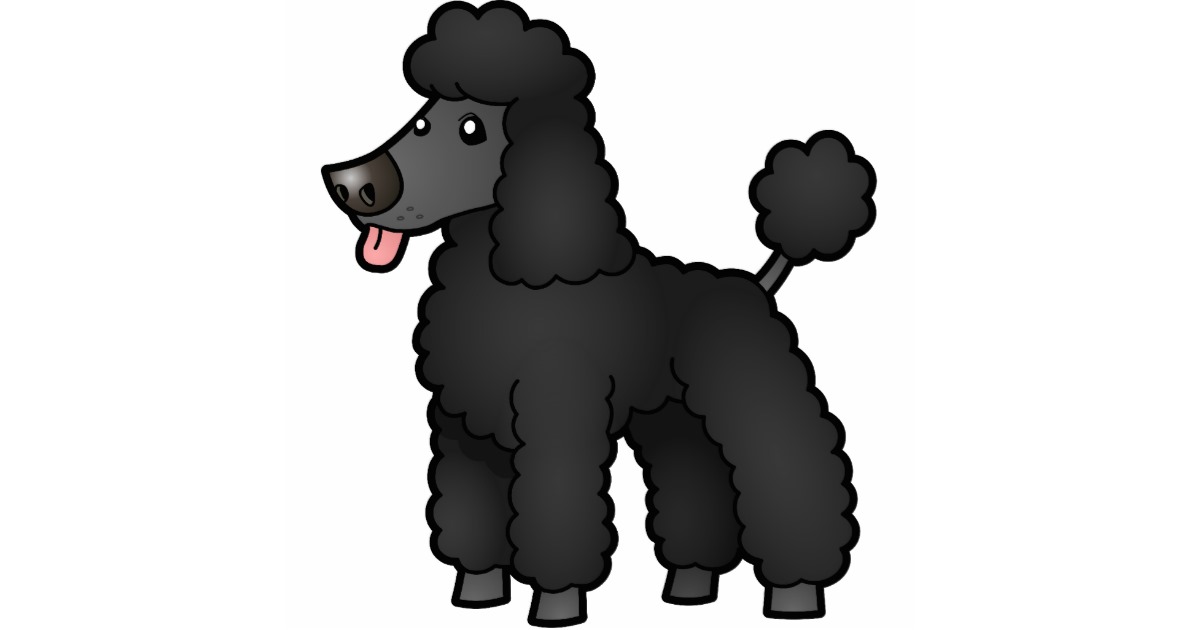 Cartoon Poodle (black puppy cut) Cutout | Zazzle