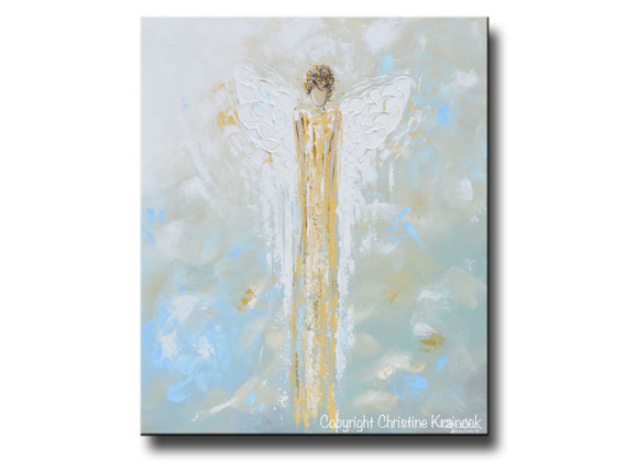 GICLEE PRINT Art Abstract Angel Painting Gold by ChristineKrainock