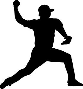 Pitcher Clipart Image - Baseball Pitcher Throwing a Pitch to a Batter