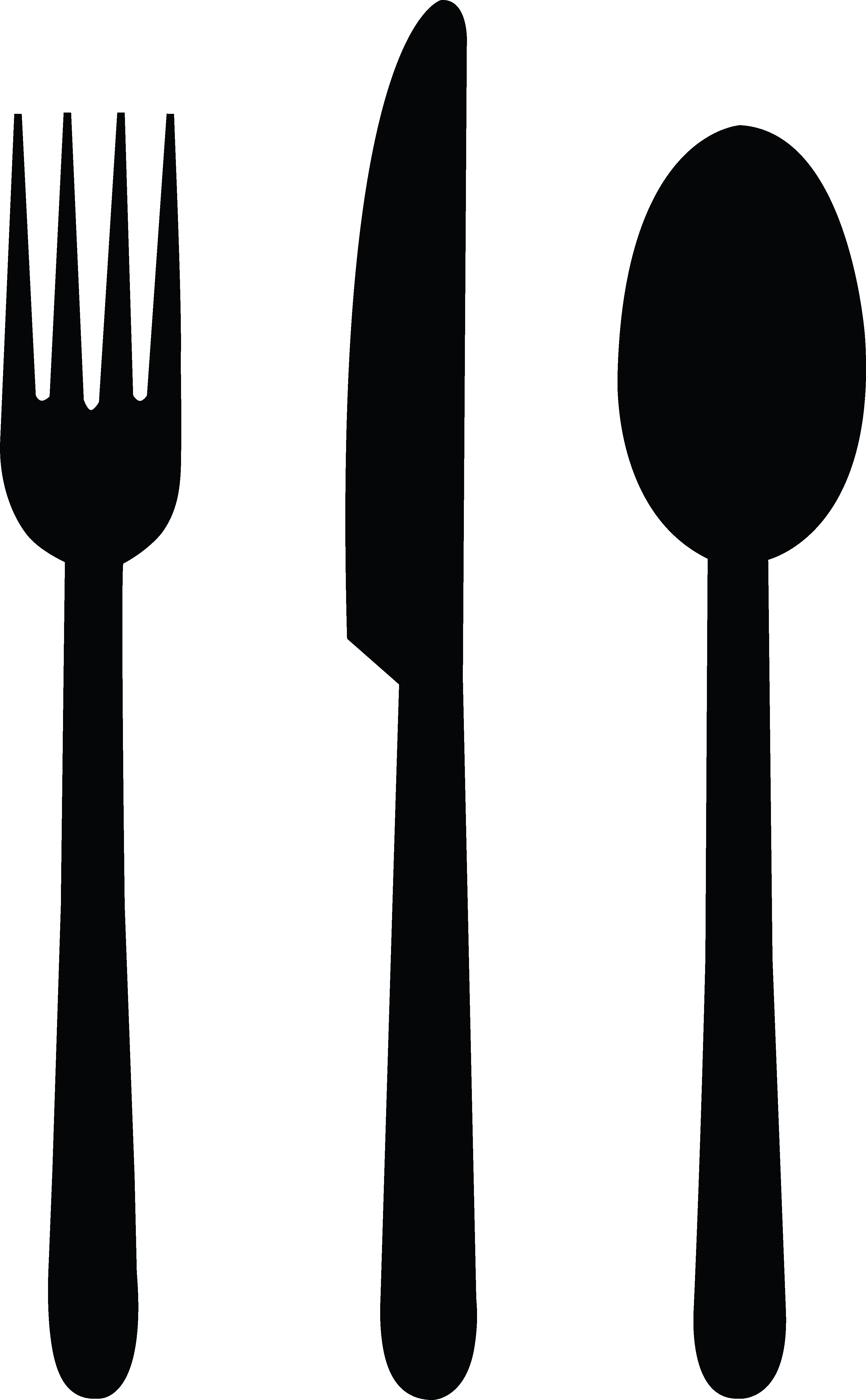 Fork and knife clipart black and white