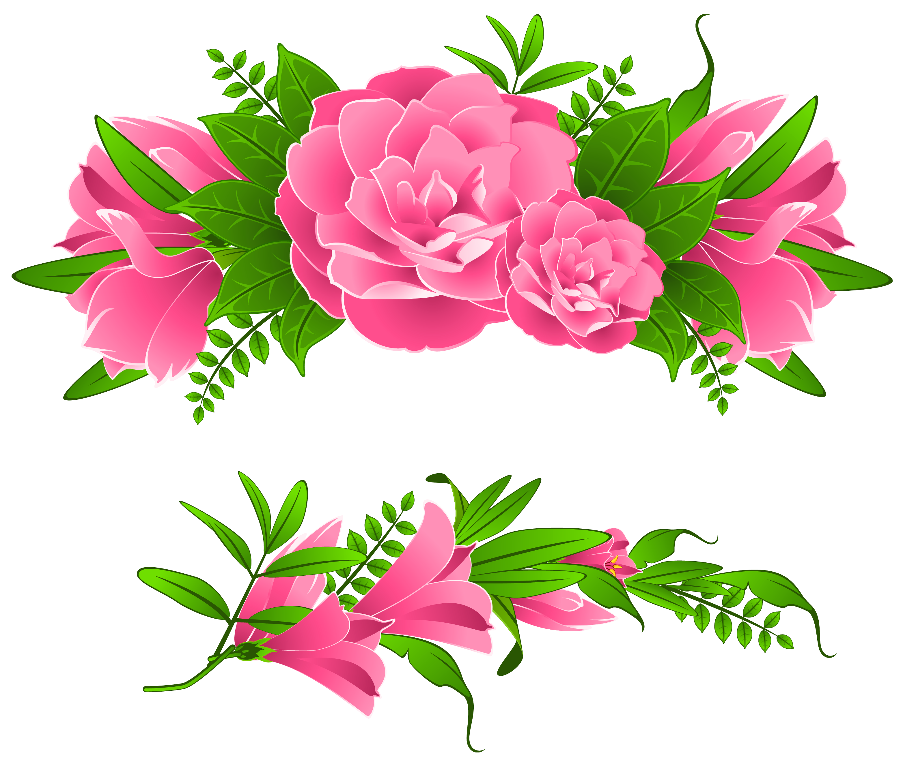 Pink flowers borders clipart