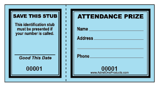 Attendance Prize Tickets from Admit One Products - Event Ticket ...