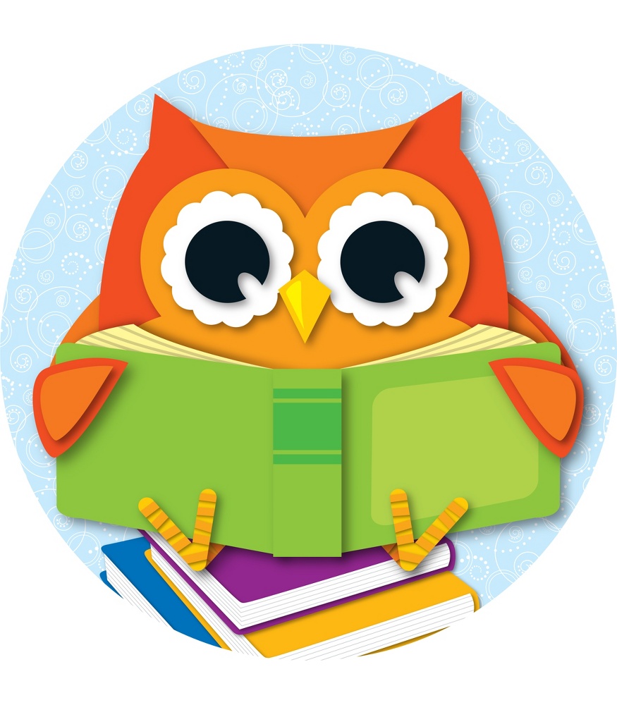 Owl reading book clipart