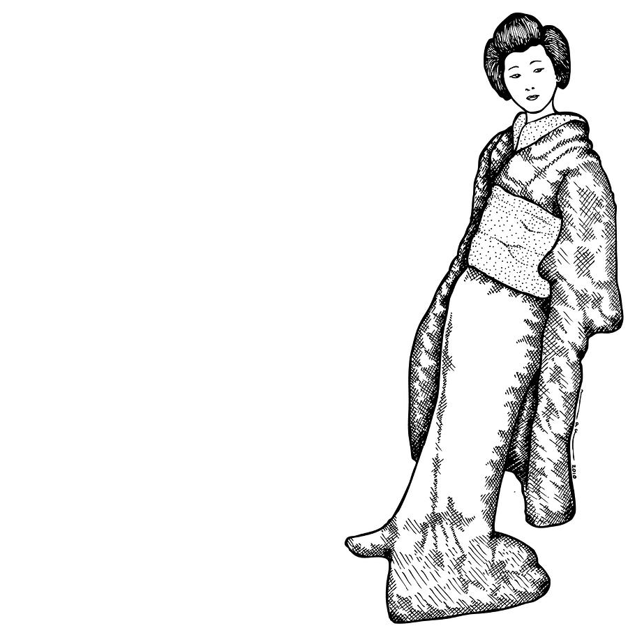 Japanese Geisha Women Drawing - Free Clipart Images