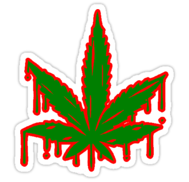 Pot Leaf Bleeding Red Outline" Stickers by turfinterbie | Redbubble