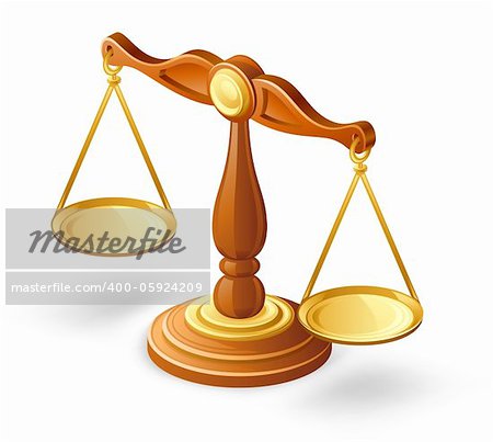 Vector illustration of balance scales on white background - Stock