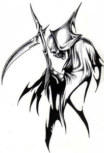 Grim Reaper Tattoo | Demon Tattoo, Santa Muerte and Gree…