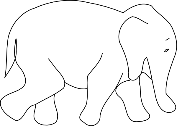 Baby Elephant Outline Clipart