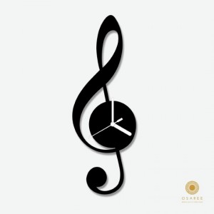 Music note clip art silhouette wall clock design online shopping ...