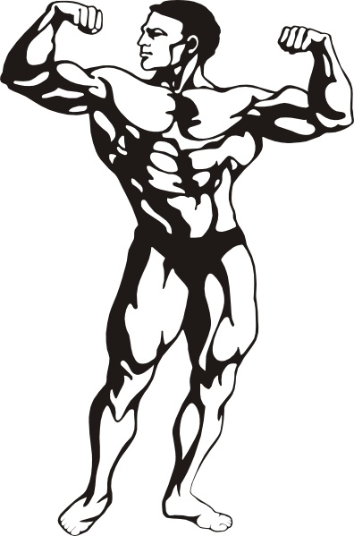 Black and white body builder poses clipart