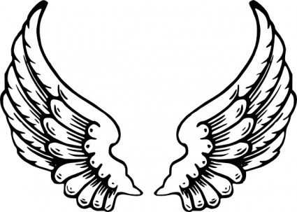 Angel wings clipart black and white