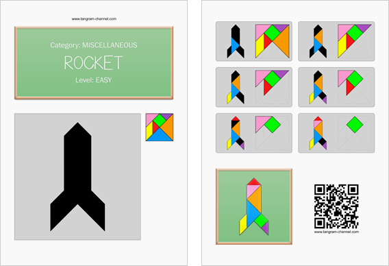 Tangram Rocket - Printable tangram worksheet #57 - Providing ...