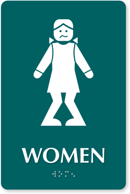 Bow-Legged Women's Funny Restroom Sign, SKU - SE-2024