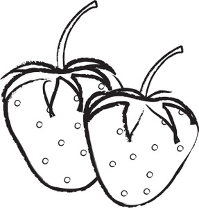 Strawberry Clipart Image - Coloring page outline drawing of two ...