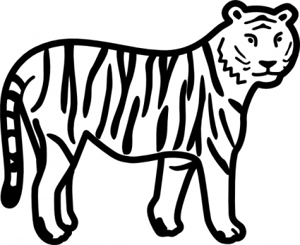 Tiger Standing Looking And Watching Outline clip art - Download ...