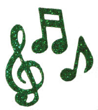 Music Notes Glitter Stickers *36 Per Sheet (Shown in Emerald)