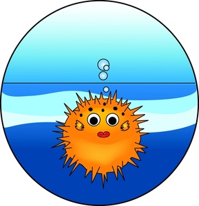 Puffer Fish Clipart Image - Puffer Fish Floating In The Ocean