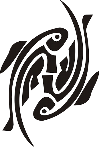 Tribal Koi Fish Vector Drawing in Black | Vector