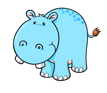 Cartoon Smiling Baby Blue Hippo : Custom Wall Decals, Wall Decal ...