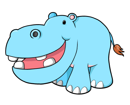 Cartoon Big Blue Hippo : Custom Wall Decals, Wall Decal Art, and ...